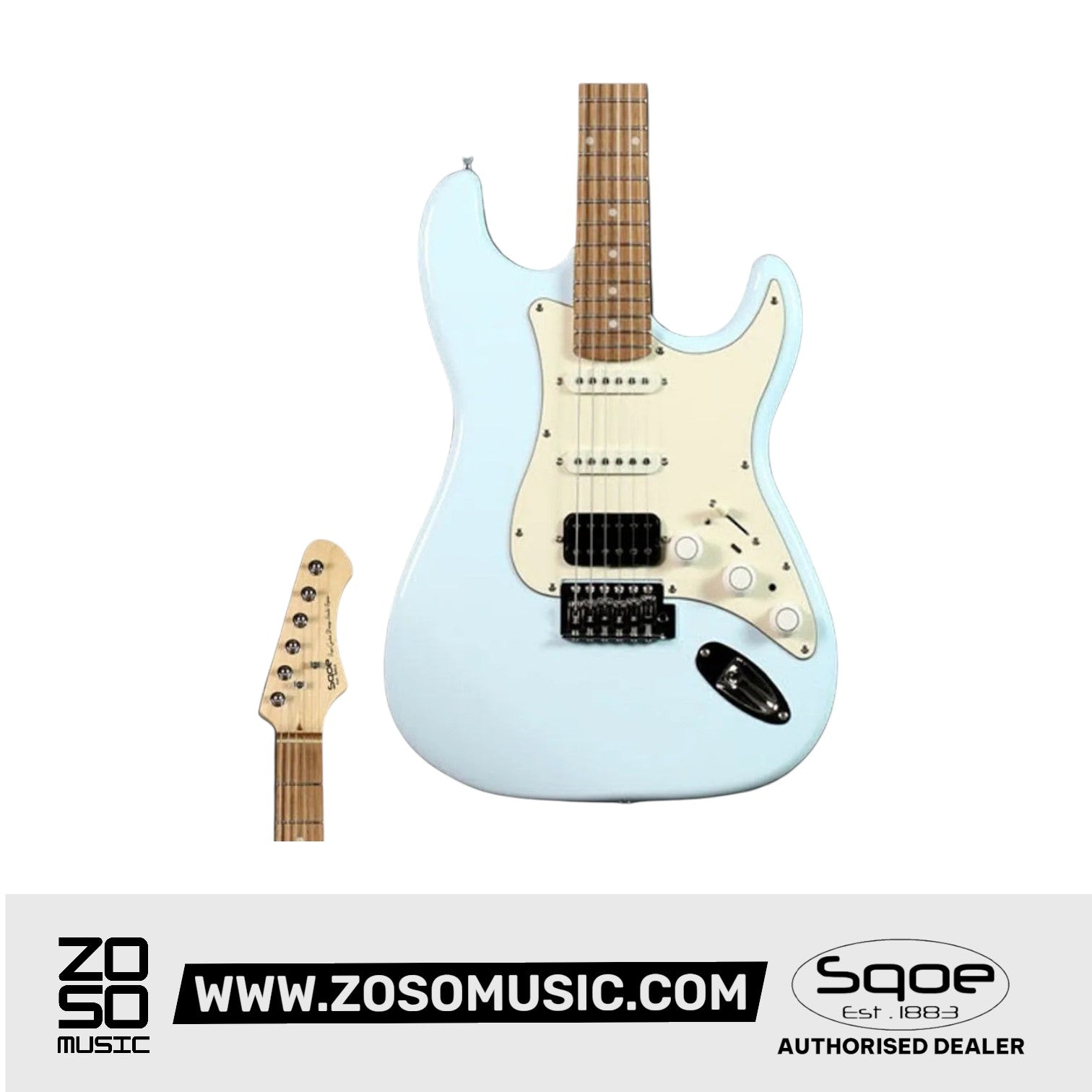 SQOE SEST810 HSS Roasted Maple Smart Electric Guitar