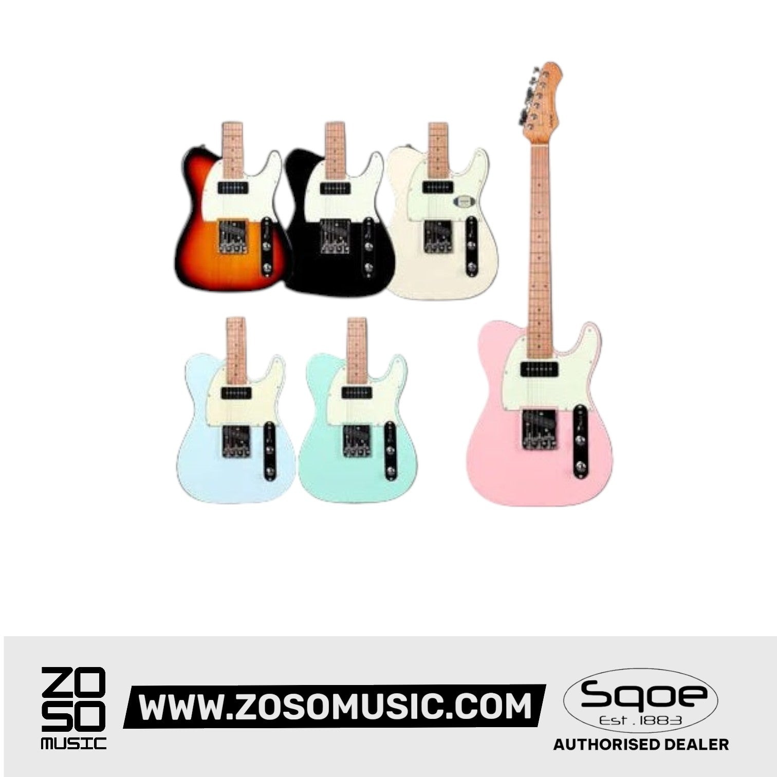 SQOE SETL400 Telecaster Body SS Electric Guitar Roasted Maple Fretboard | Zoso Music Sdn Bhd
