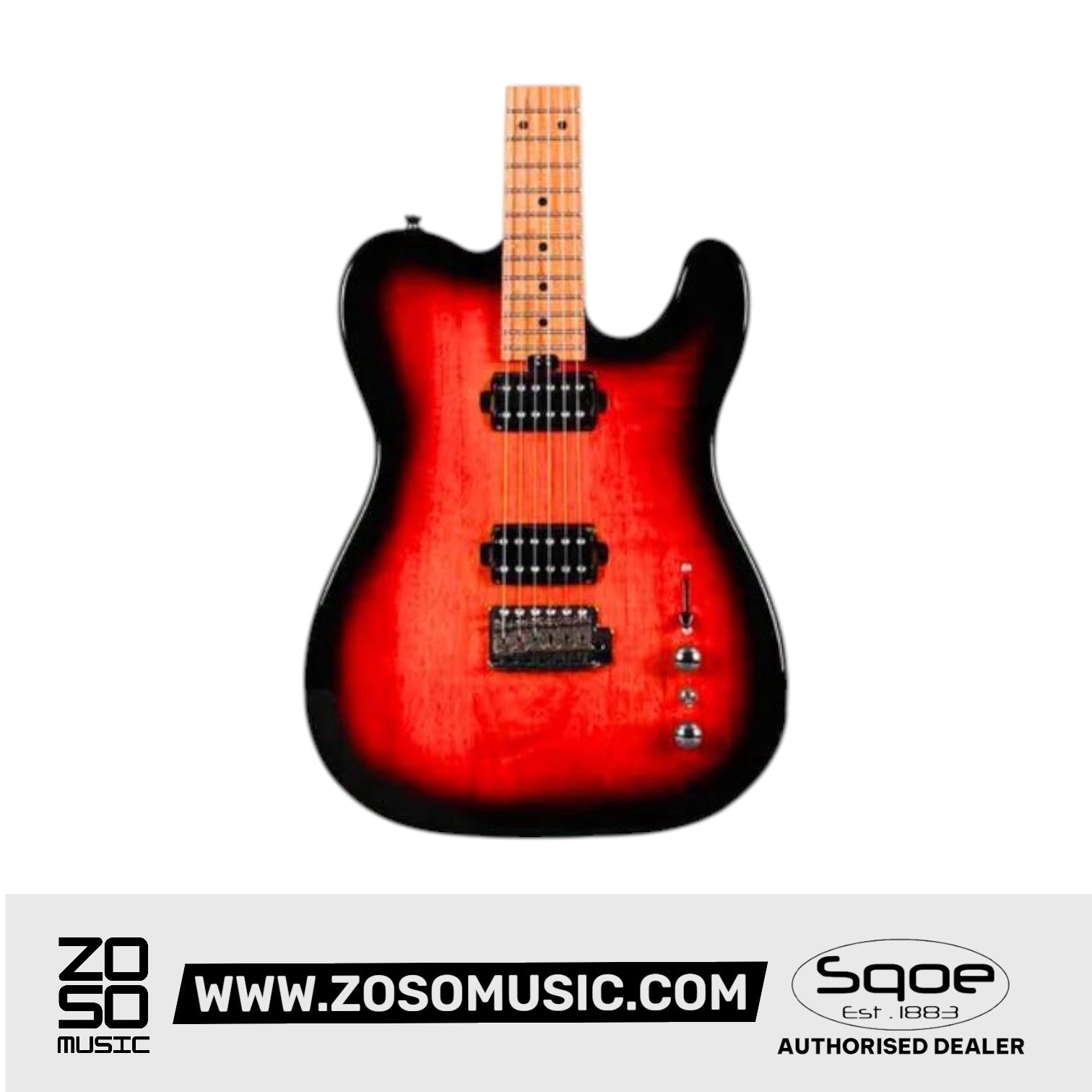 SQOE SETL450 HH Canadian Roasted Maple Fretboard Telecaster with Tremolo Electric Guitar