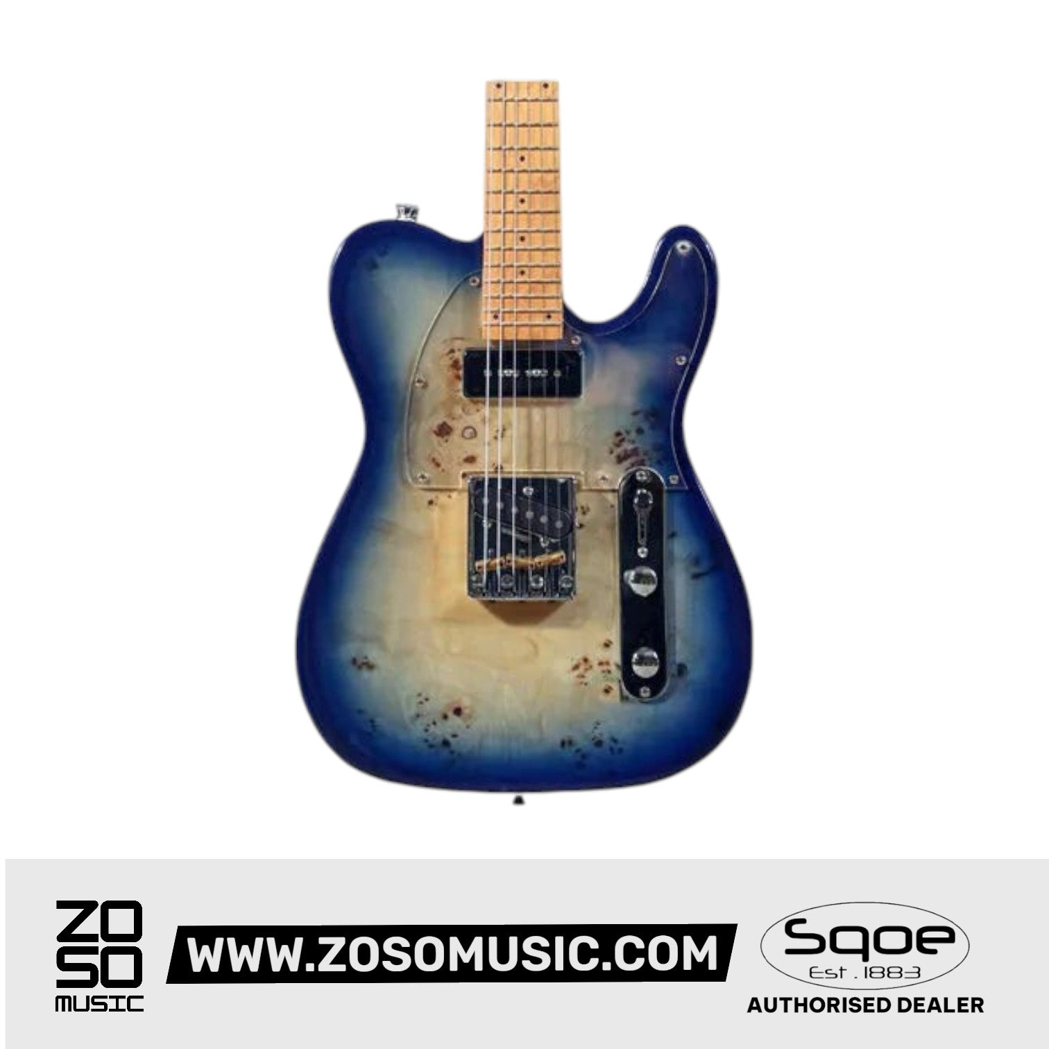 SQOE SETL550 Burl Mahogany with Roasted Maple Fretboard Telecaster Electric Guitar