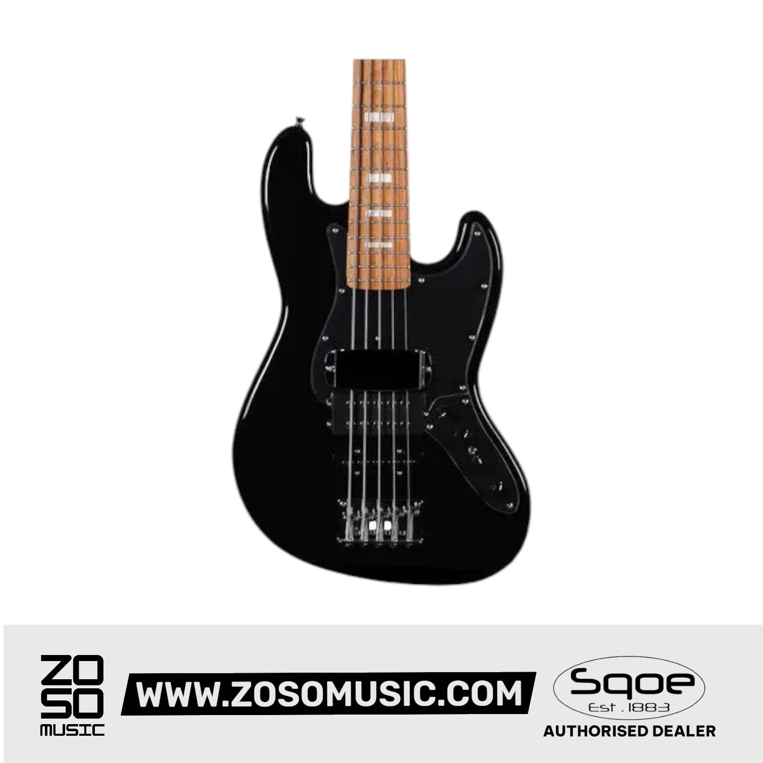 SQOE SJB-658 5 String Jazz Bass Guitar with Roasted Maple Neck