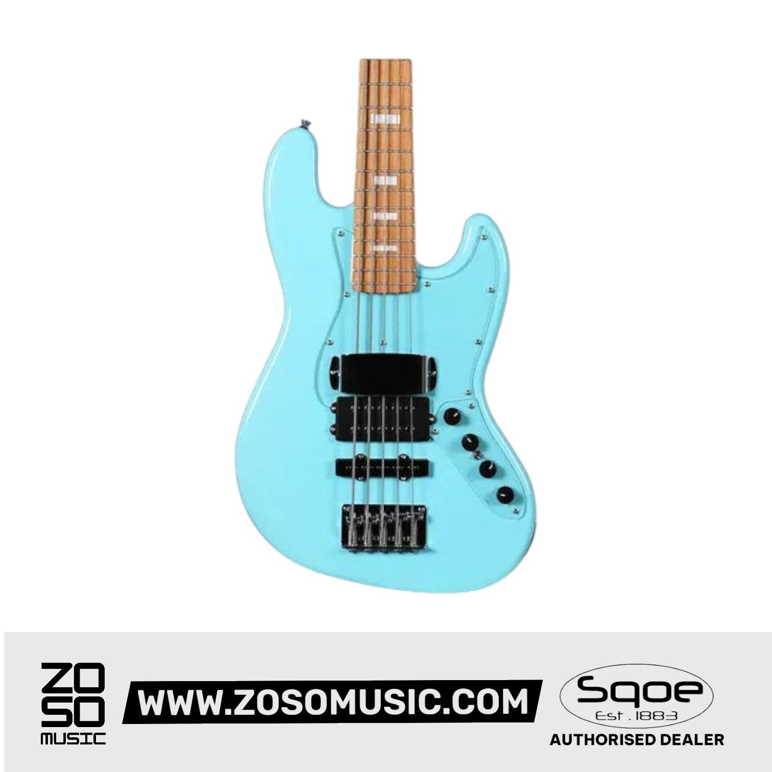 SQOE SJB-658 5 String Jazz Bass Guitar with Roasted Maple Neck