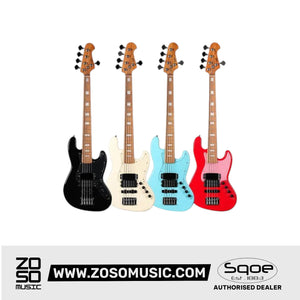 SQOE SJB-658 5 String Jazz Bass Guitar with Roasted Maple Neck | Zoso Music Sdn Bhd