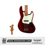 SQOE SJB600 4-Strings Jazz Bass Guitar, Roasted Maple Neck, Rosewood Fretboard