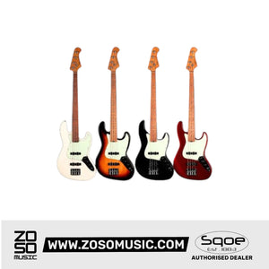SQOE SJB600 4-Strings Jazz Bass Guitar, Roasted Maple Neck, Rosewood Fretboard | Zoso Music Sdn Bhd