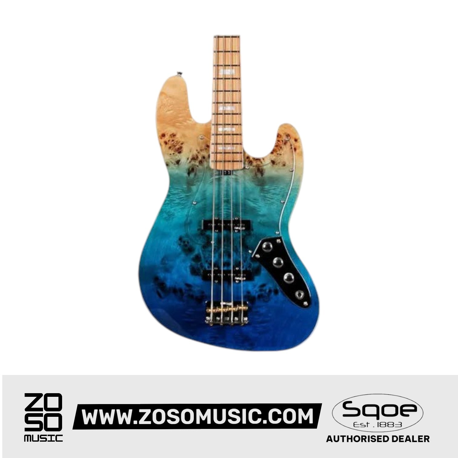 SQOE SJB700 Roasted Maple Series 4 string Jazz Bass Guitar