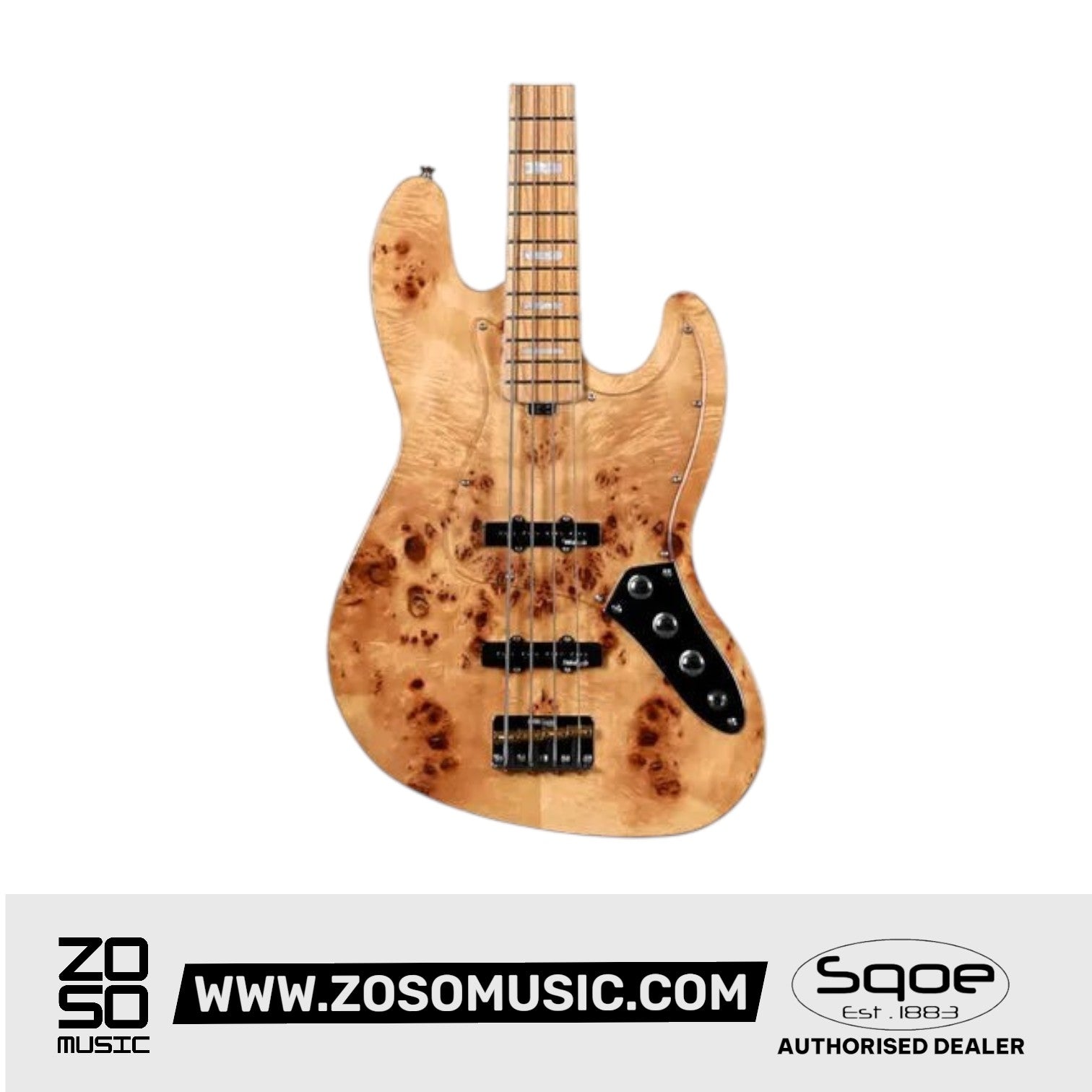 SQOE SJB700 Roasted Maple Series 4 string Jazz Bass Guitar