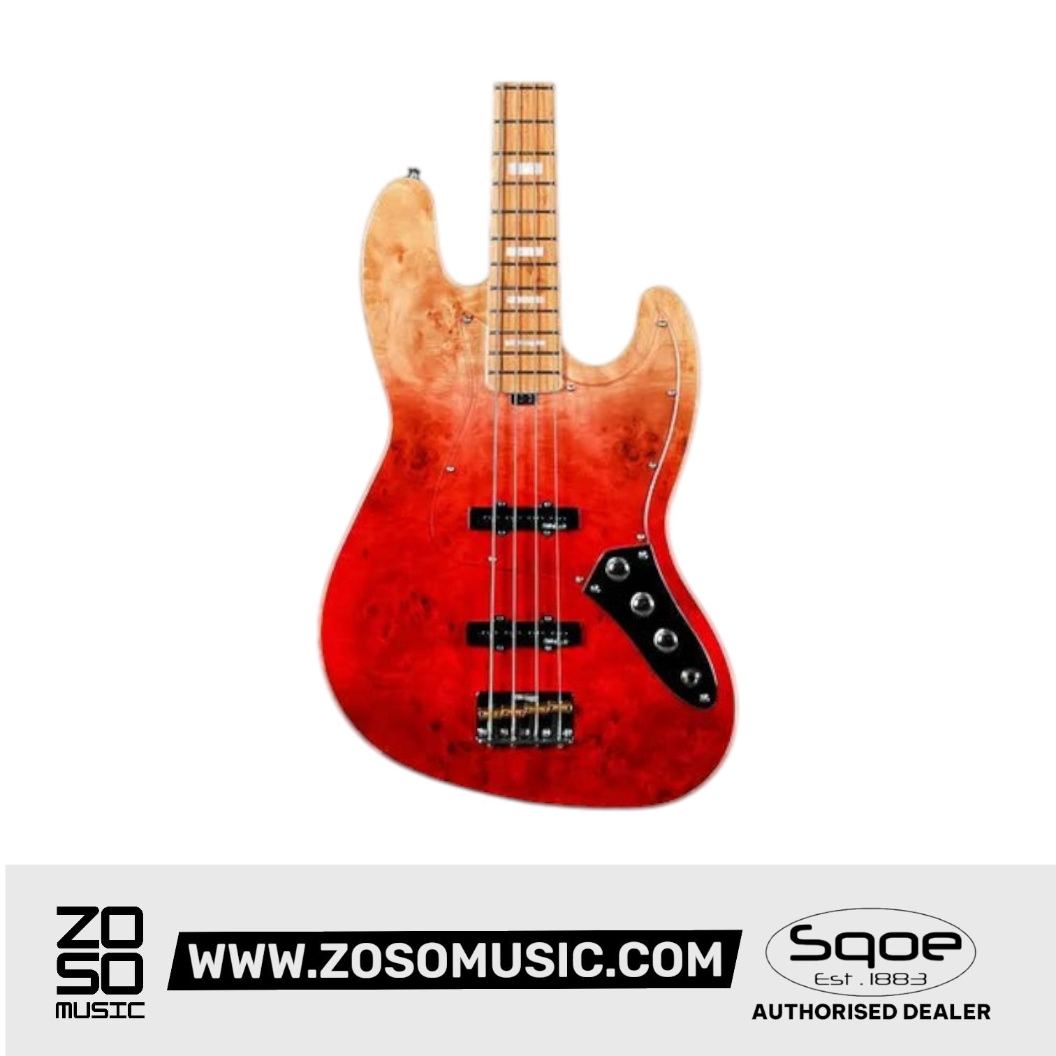 SQOE SJB700 Roasted Maple Series 4 string Jazz Bass Guitar