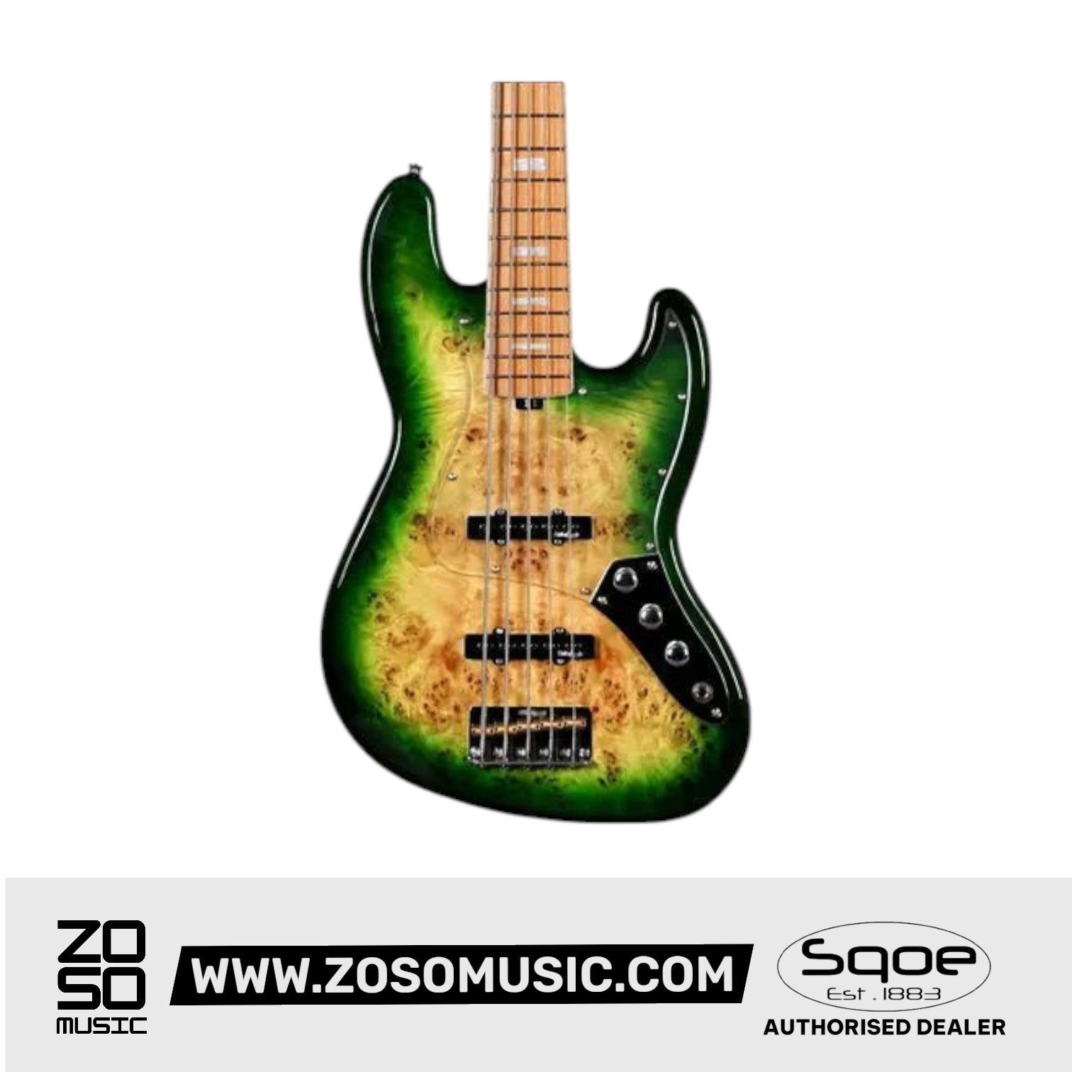 SQOE SJB750 Roasted Maple Series 5 string Jazz Bass Guitar