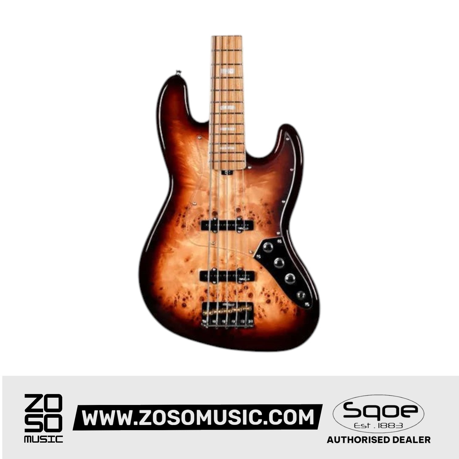 SQOE SJB750 Roasted Maple Series 5 string Jazz Bass Guitar