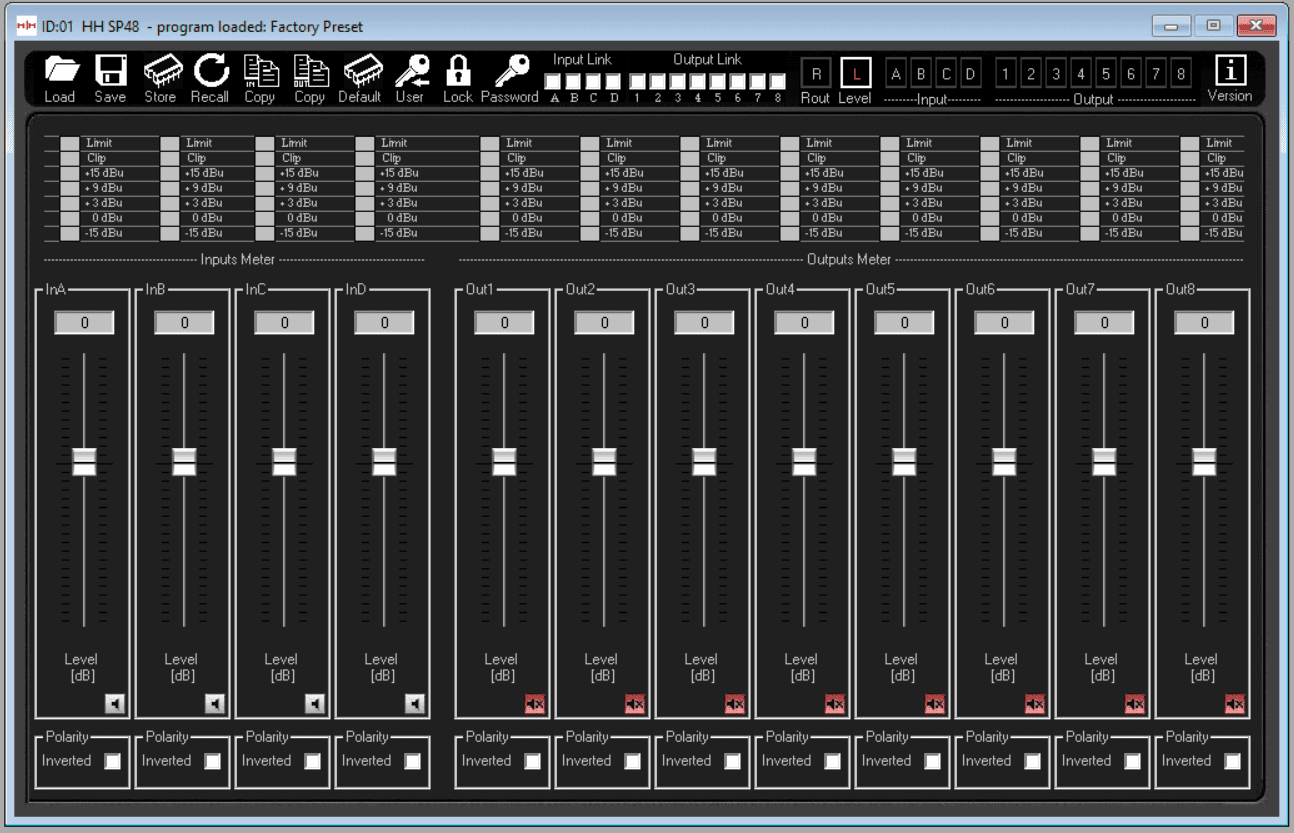 HH Electronics SP48 4-In/8-Out Digital Signal Processor |  HH ELECTRONICS |  POWER AMPLIFIER |  Zoso Music
