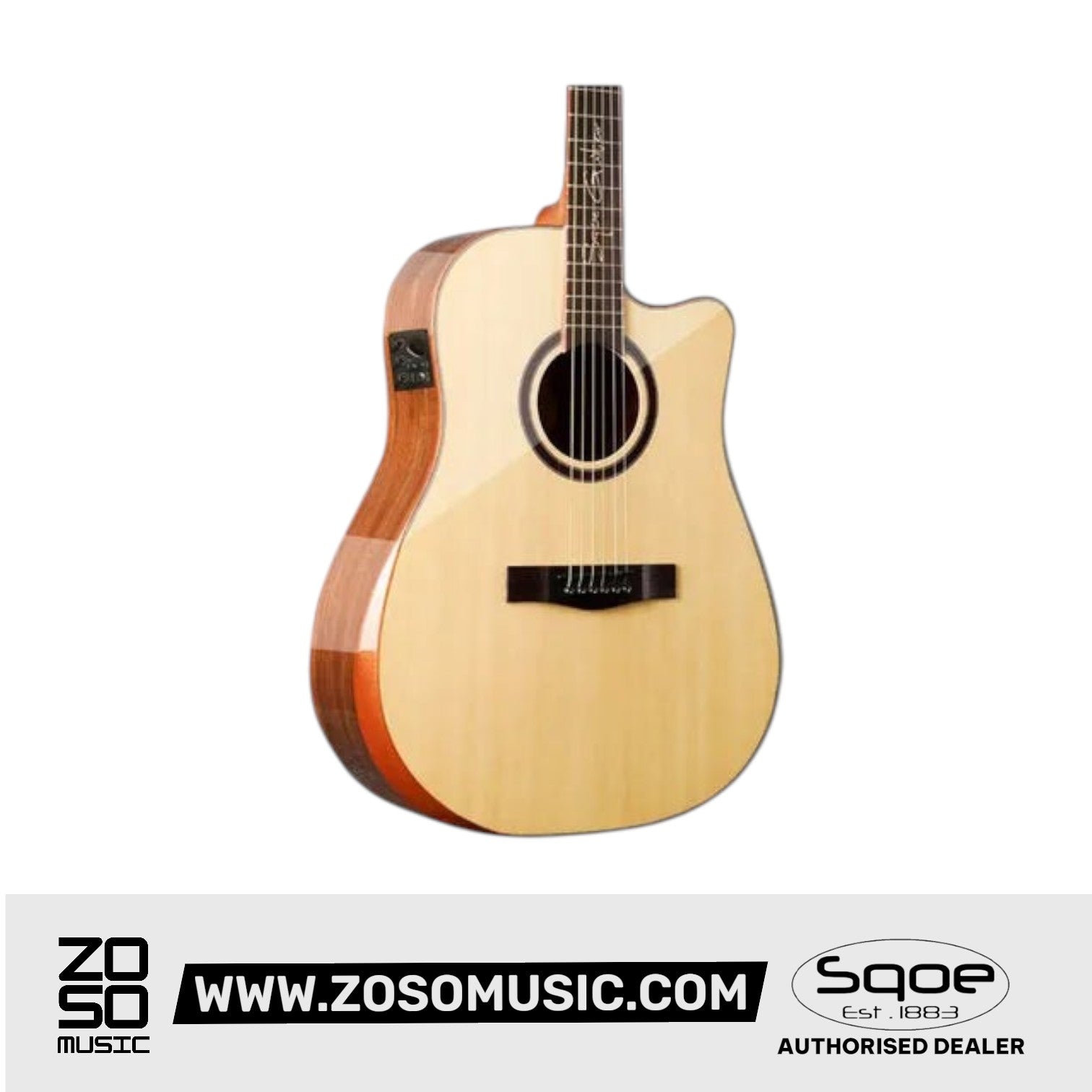 SQOE SQ-DC-SK-E 41 Inch Acoustic Guitar with Sqoe KLT-18A pick up w Arm Beve | Zoso Music Sdn Bhd