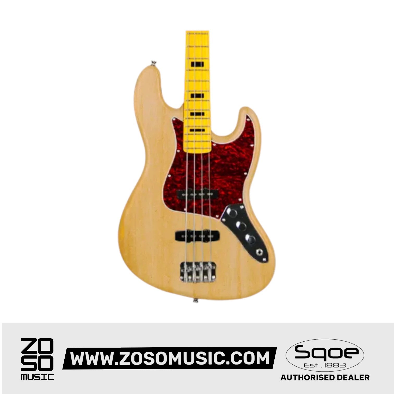 SQOE Jazz 4 String Bass Guitar, Maple Fretboard