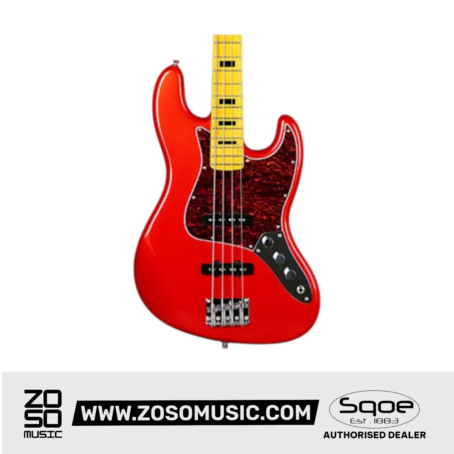 SQOE Jazz 4 String Bass Guitar, Maple Fretboard