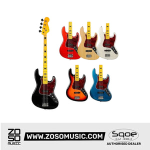SQOE Jazz 4 String Bass Guitar, Maple Fretboard | Zoso Music Sdn Bhd