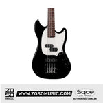 SQOE SJB400 Short Scale 4 String Jazz Bass Guitar, Roasted Maple Neck, Rosewood Fretboard