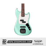 SQOE SJB400 Short Scale 4 String Jazz Bass Guitar, Roasted Maple Neck, Rosewood Fretboard