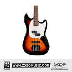 SQOE SJB400 Short Scale 4 String Jazz Bass Guitar, Roasted Maple Neck, Rosewood Fretboard