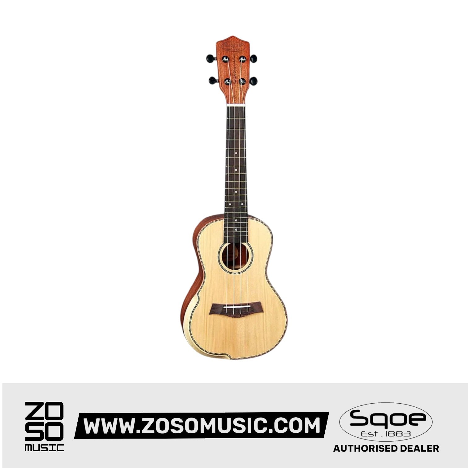SQOE SQ-UK-403 , 24 inch Concert Solid Top Spruce & Mahagony Body Ukulele