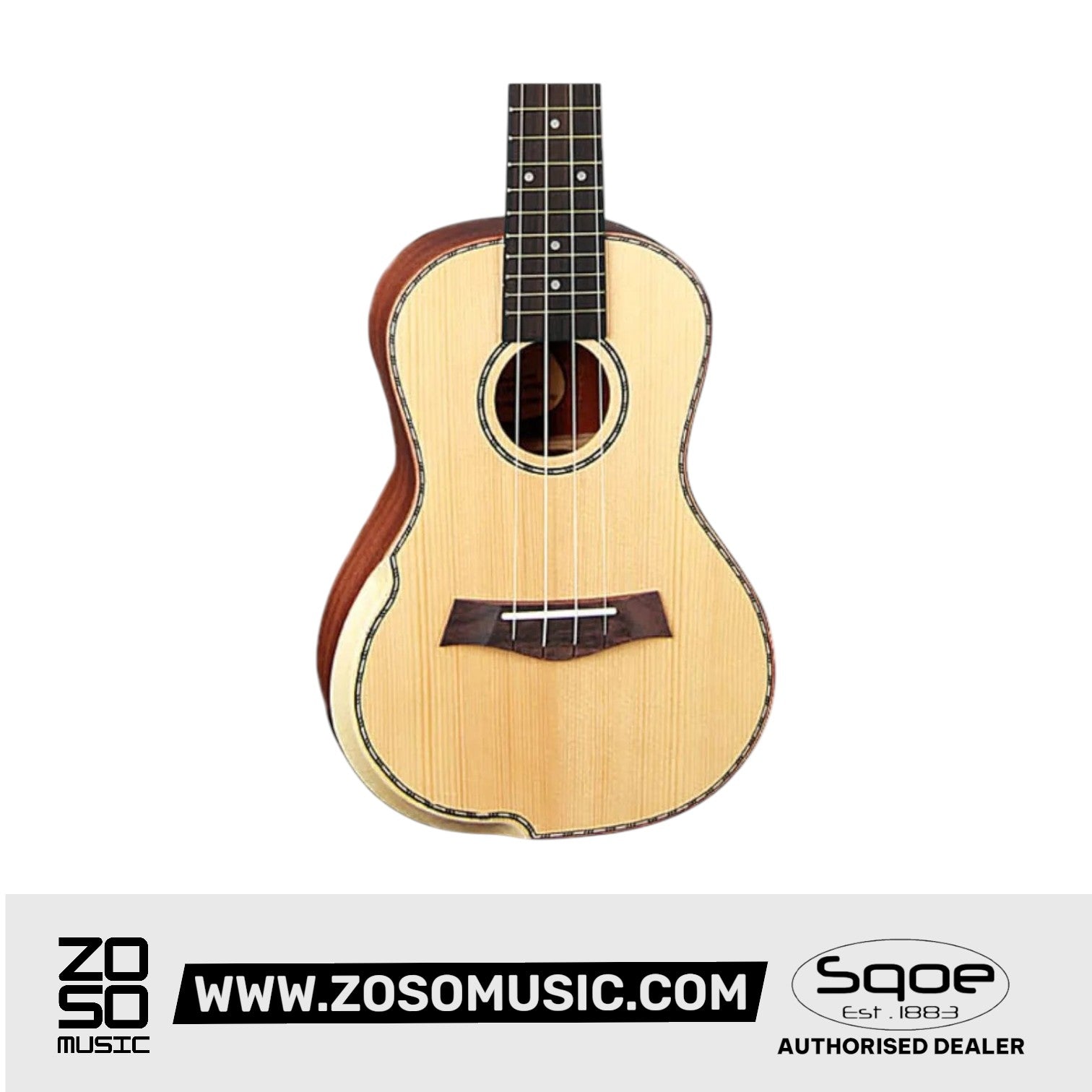 SQOE SQ-UK-403 , 24 inch Concert Solid Top Spruce & Mahagony Body Ukulele | Zoso Music Sdn Bhd