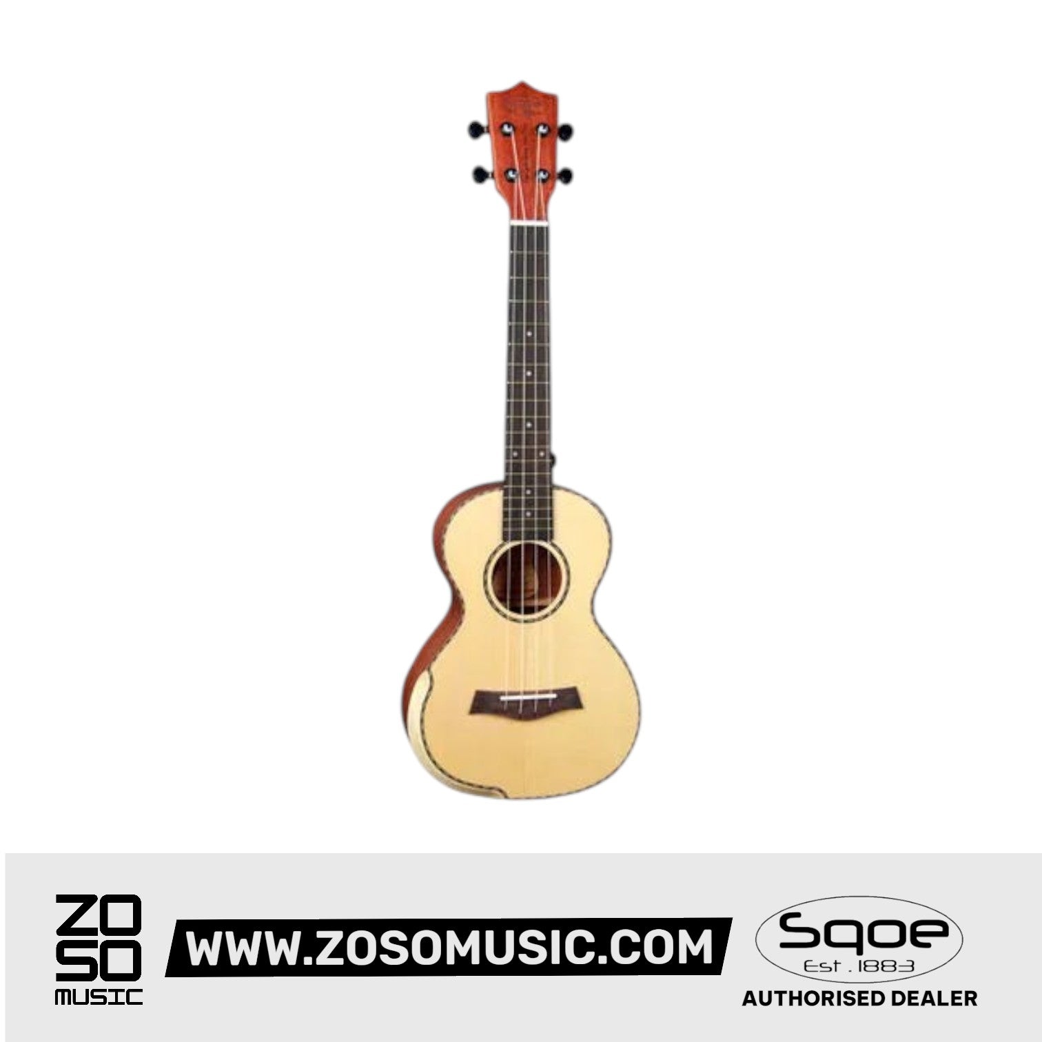SQOE SQ-UK-603 , 26 inch Tenor Solid Top Spruce & Mahagony Body Ukulele