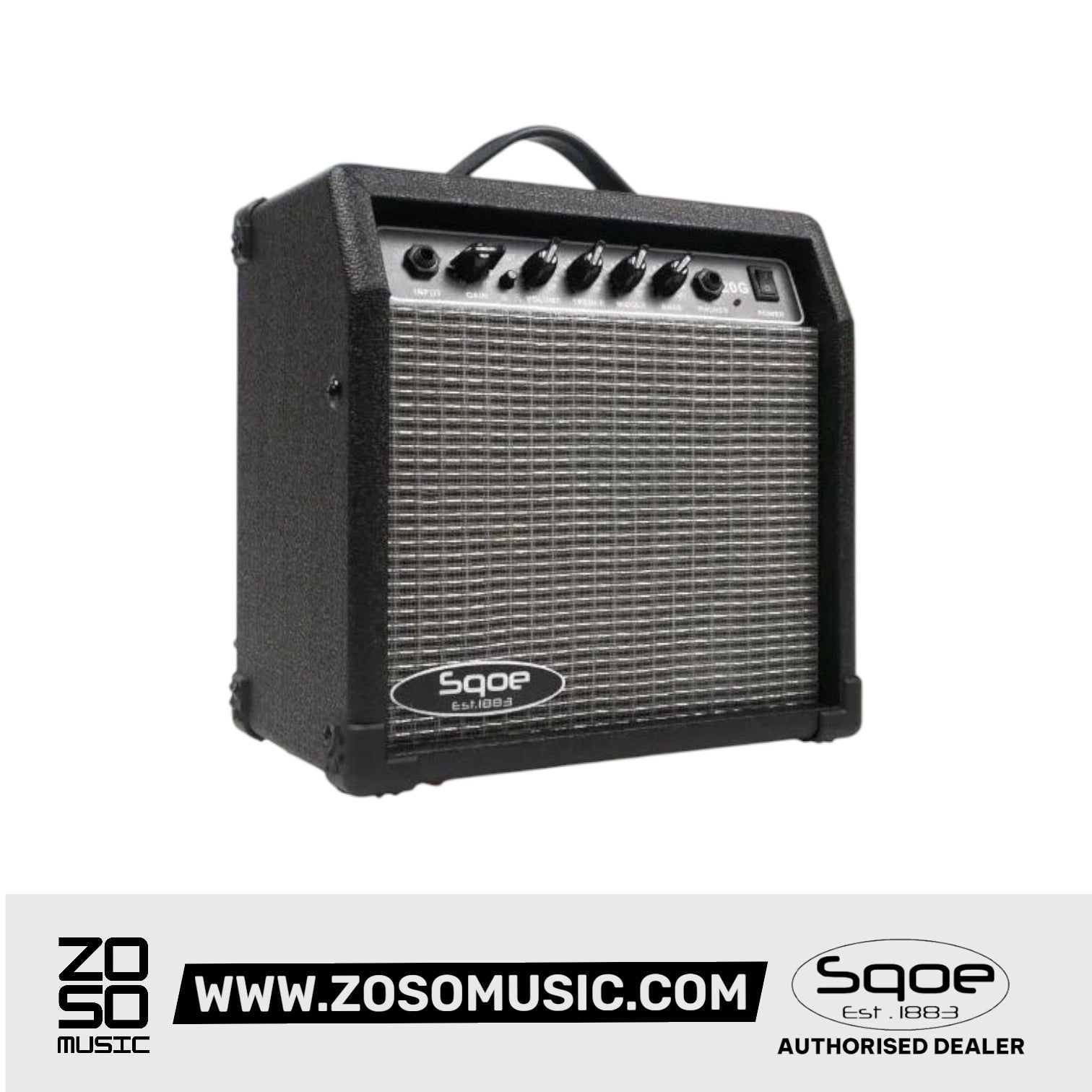 Sqoe SQ-20G Portable 20W Electric Guitar Amplifier | Zoso Music Sdn Bhd