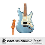 SQOE SEST600, METALLIC Stratocaster Body HSS Electric Guitar, Roasted Maple FB