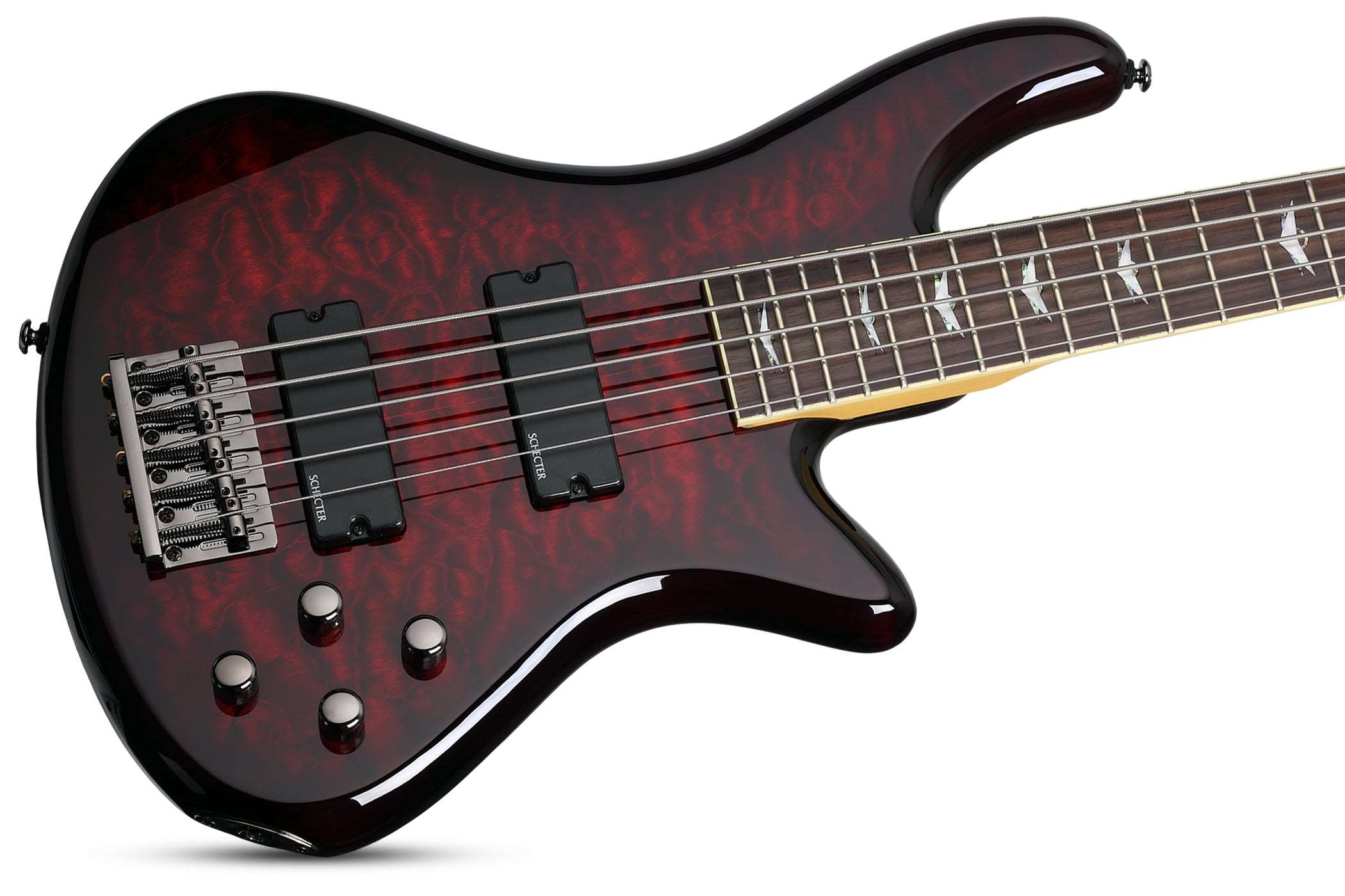 SCHECTER STILETTO EXTREME-5 STRING BASS GUITAR BLACK CHERRY (2502) (EXTREME5 / EXTREME 5) MADE IN INDONESIA, SCHECTER, BASS GUITAR, schecter-bass-guitar-extreme5-bc, ZOSO MUSIC SDN BHD