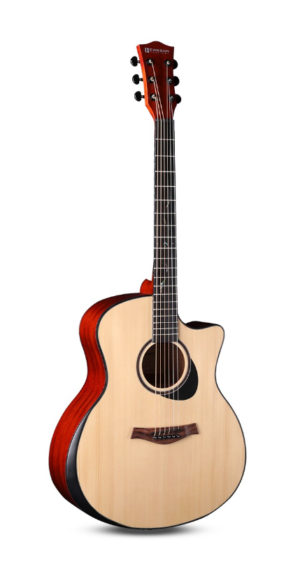 Caesar WL-850C ((WL850C) ) 41in SOLID Top Sapele Cutaway Acoustic Guitar Natural W/Bag (B412)