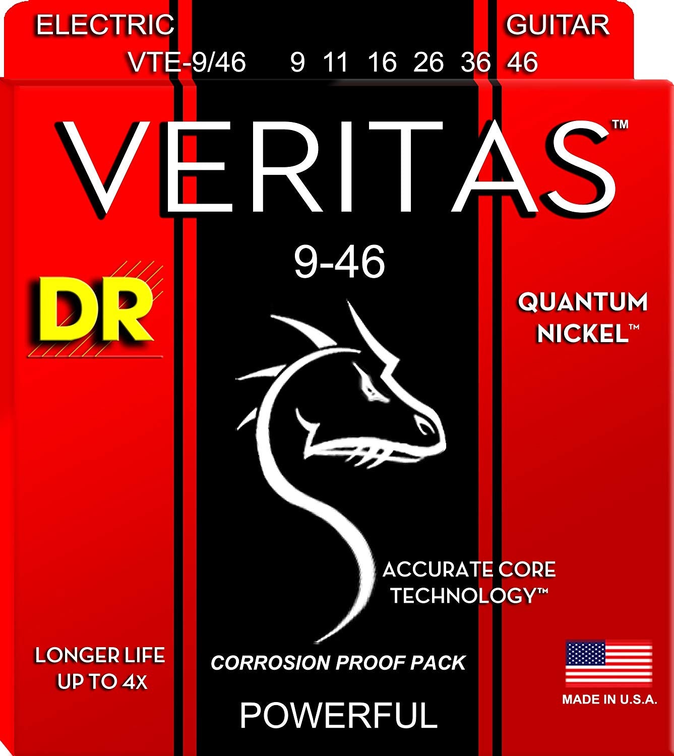 DR Strings VTE-9/46 VERITAS Coated Core Electric Guitar Strings | Light / Medium (009 - 046)