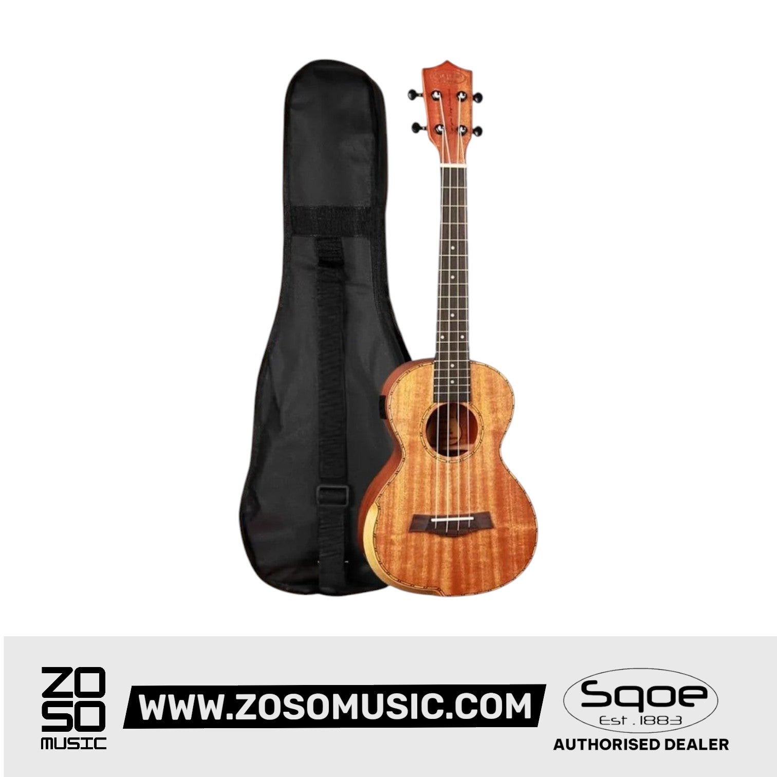 SQOE SQ-UK-601eq Full Mahagony Body 26" Tenor Ukulele with Pickup | Zoso Music Sdn Bhd
