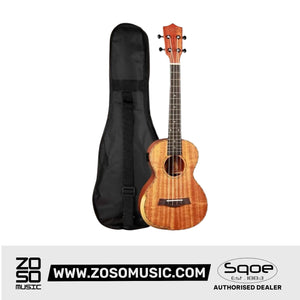 SQOE SQ-UK-601eq Full Mahagony Body 26" Tenor Ukulele with Pickup | Zoso Music Sdn Bhd
