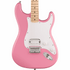 Squier Sonic Stratocaster HT H Electric Guitar Bundle w/White Pickguard, Maple FB, Flash Pink