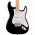 Squier Sonic Stratocaster Electric Guitar Bundle w/White Pickguard, Maple FB, Black