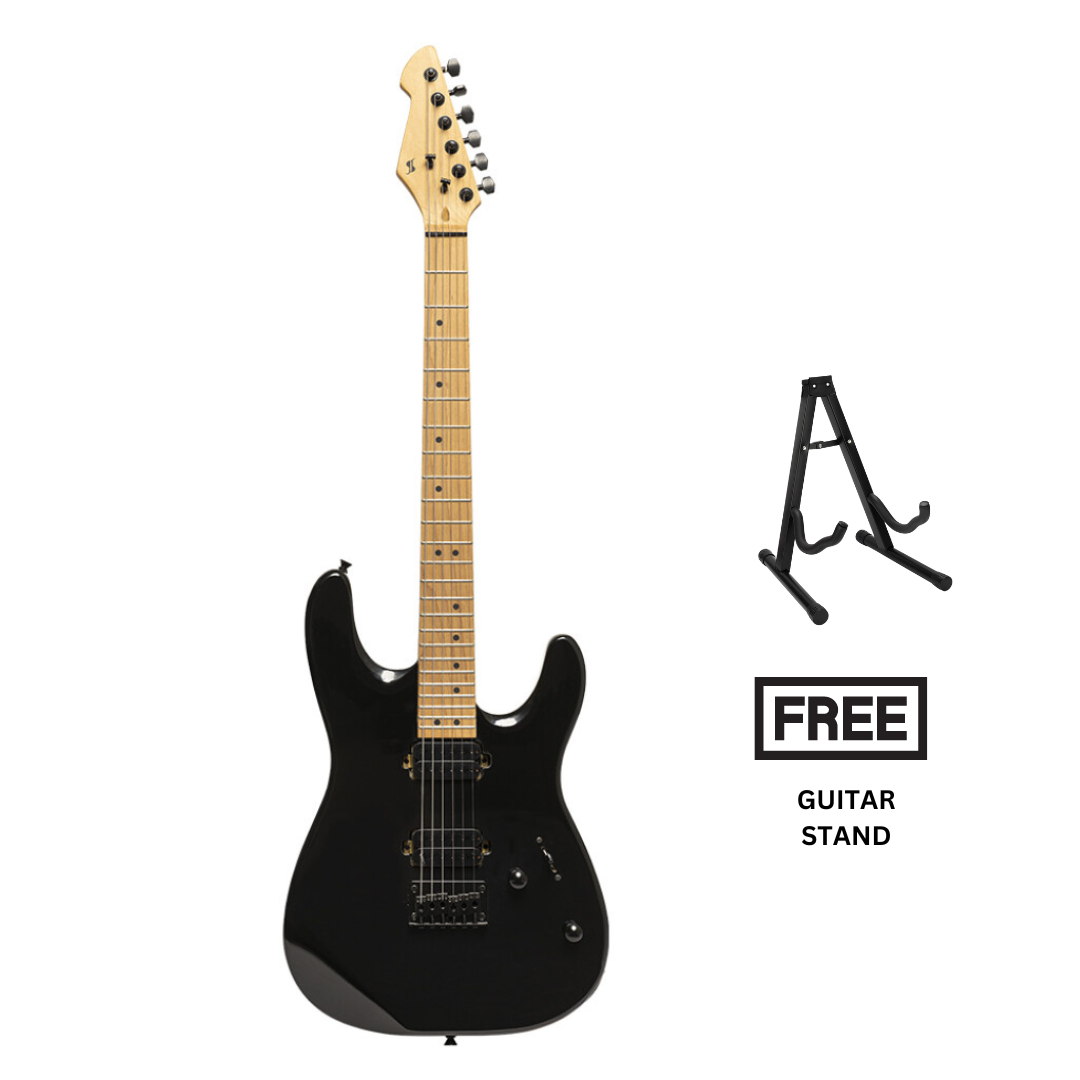 Stagg SEM-TWO H BK Metal Series Electric Guitar, Black - Free Guitar Stand