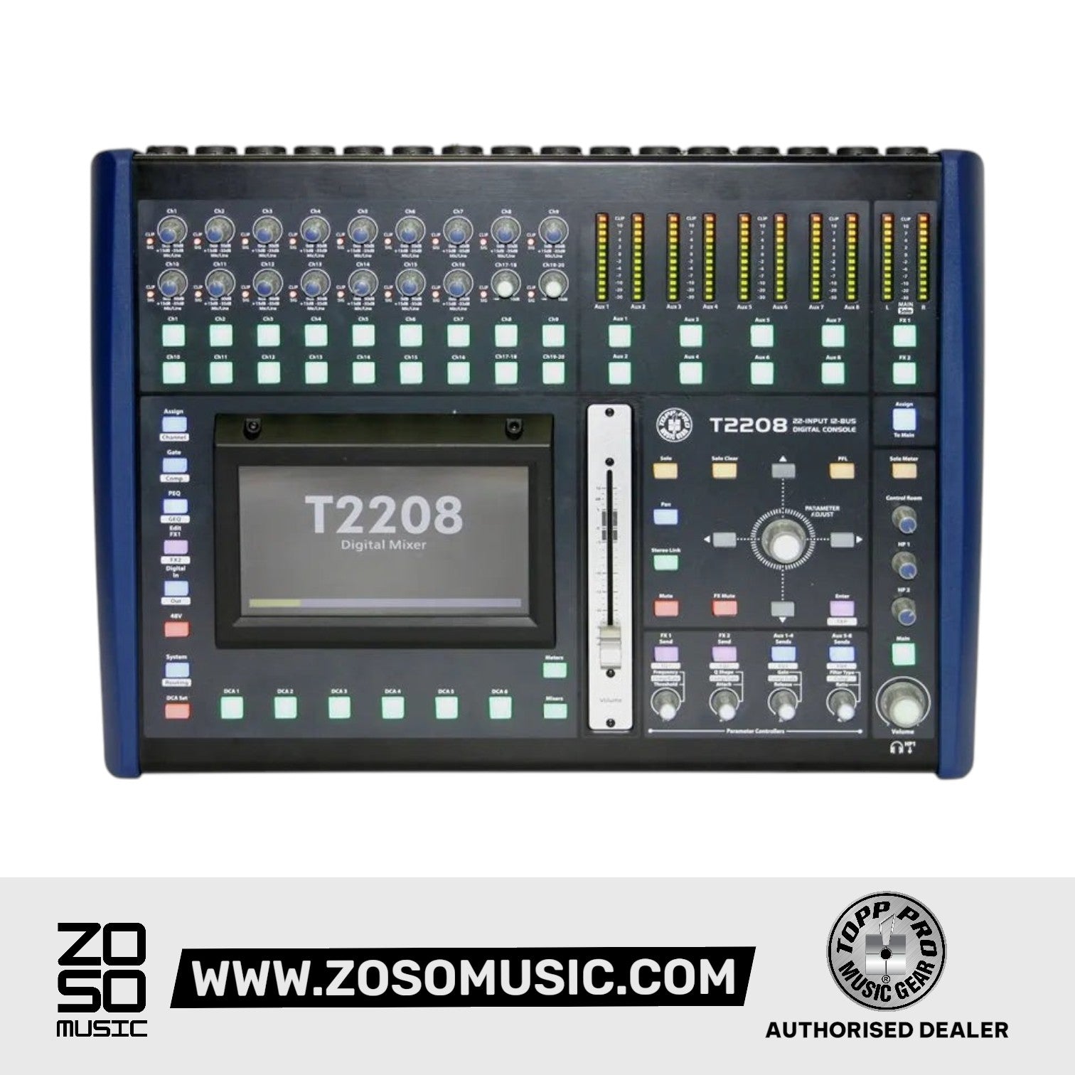 Topp Pro T2208 16 CH Digital Mixer, 10 Out, 2 FX & 7" Touch Screen | Zoso Music Sdn Bhd