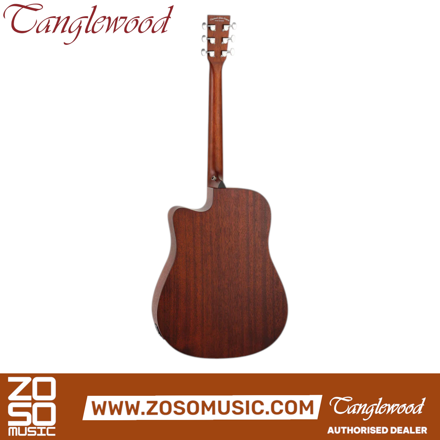 Zoso Music Tanglewood Crossroads dreadnought cutaway acoustic-electric guitar in mahogany with whiskey burst finish