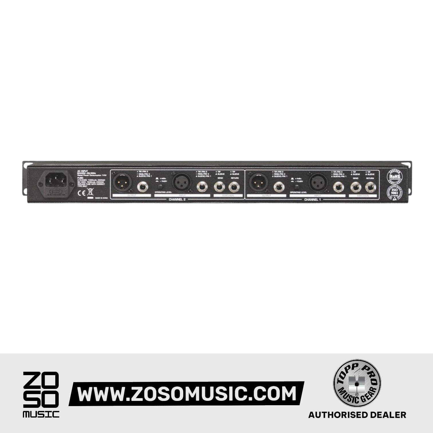 Topp Pro TCL-2 2 Channels Compressor / Limiter / Gate / Expander |  TOPP PRO |  AUDIO PROCESSOR |  Zoso Music