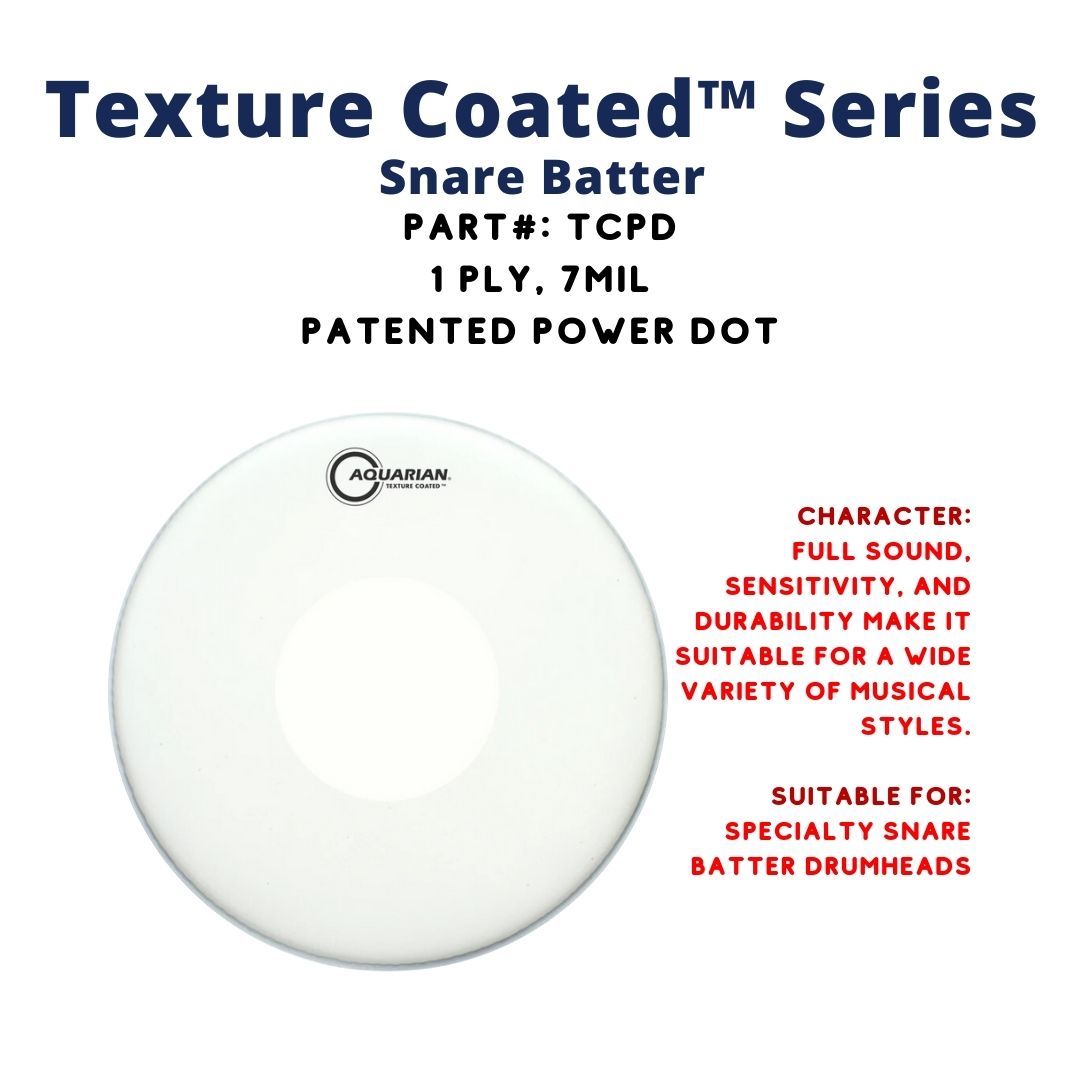 Aquarian TCPD Texture Coated with Power Dot 1ply 10mil Drum Head