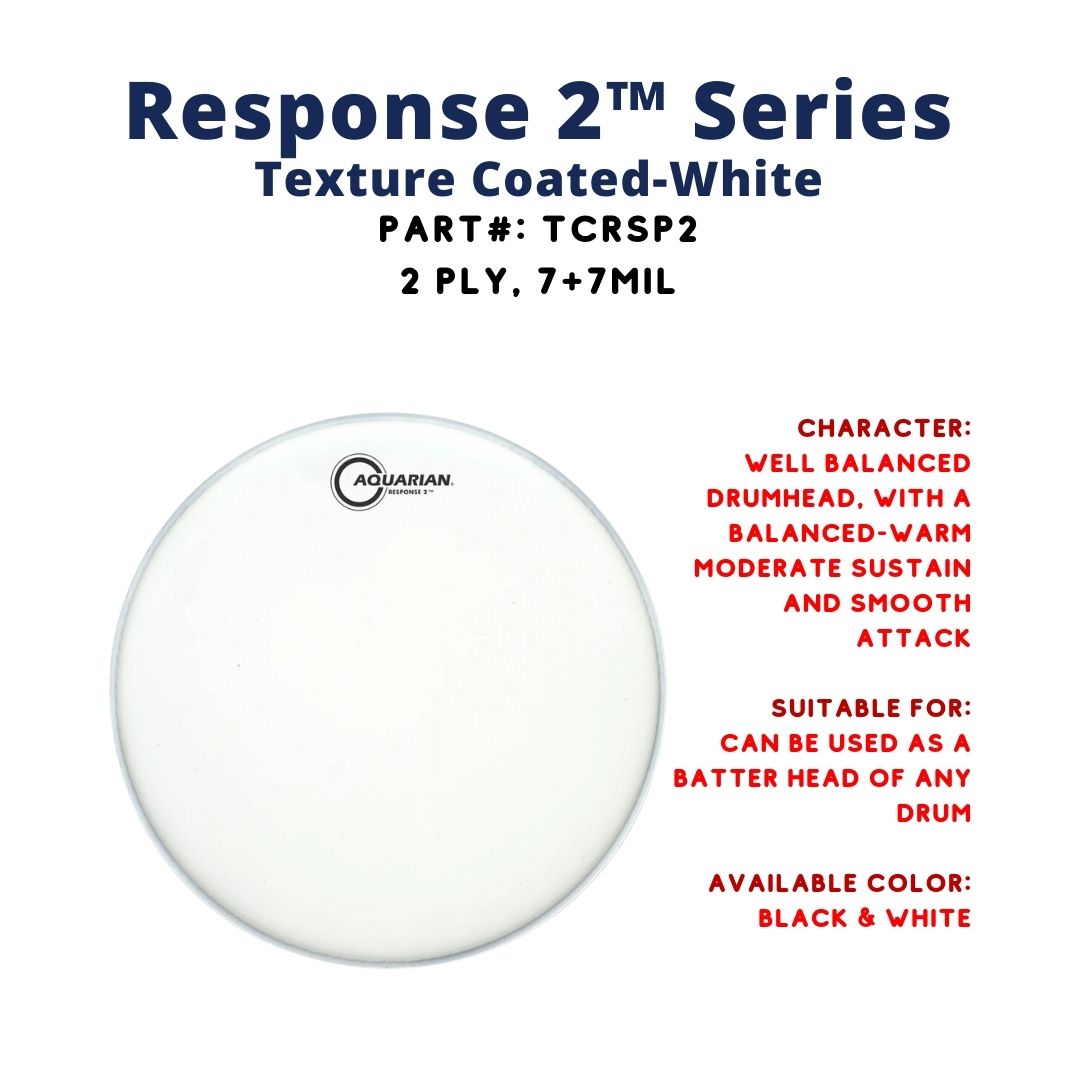 Aquarian TCRSP2 Response 2 Texture Coated White 2ply 7+7mil Drum Head