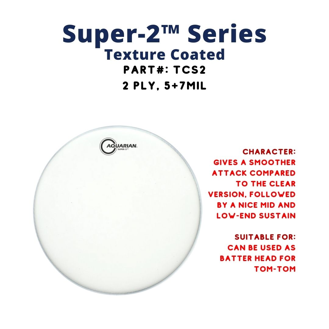Aquarian TCS2 Super 2 Coated White 2ply 7+5mil Drum Head