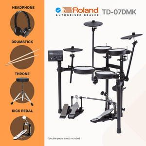 Roland V-Drums TD-07DMK Electronic Drum Set with RH-5 Headphone, Kick Pedal, Throne and Drumsticks |  ROLAND |  DRUM-ELECTRONIC |  Zoso Music