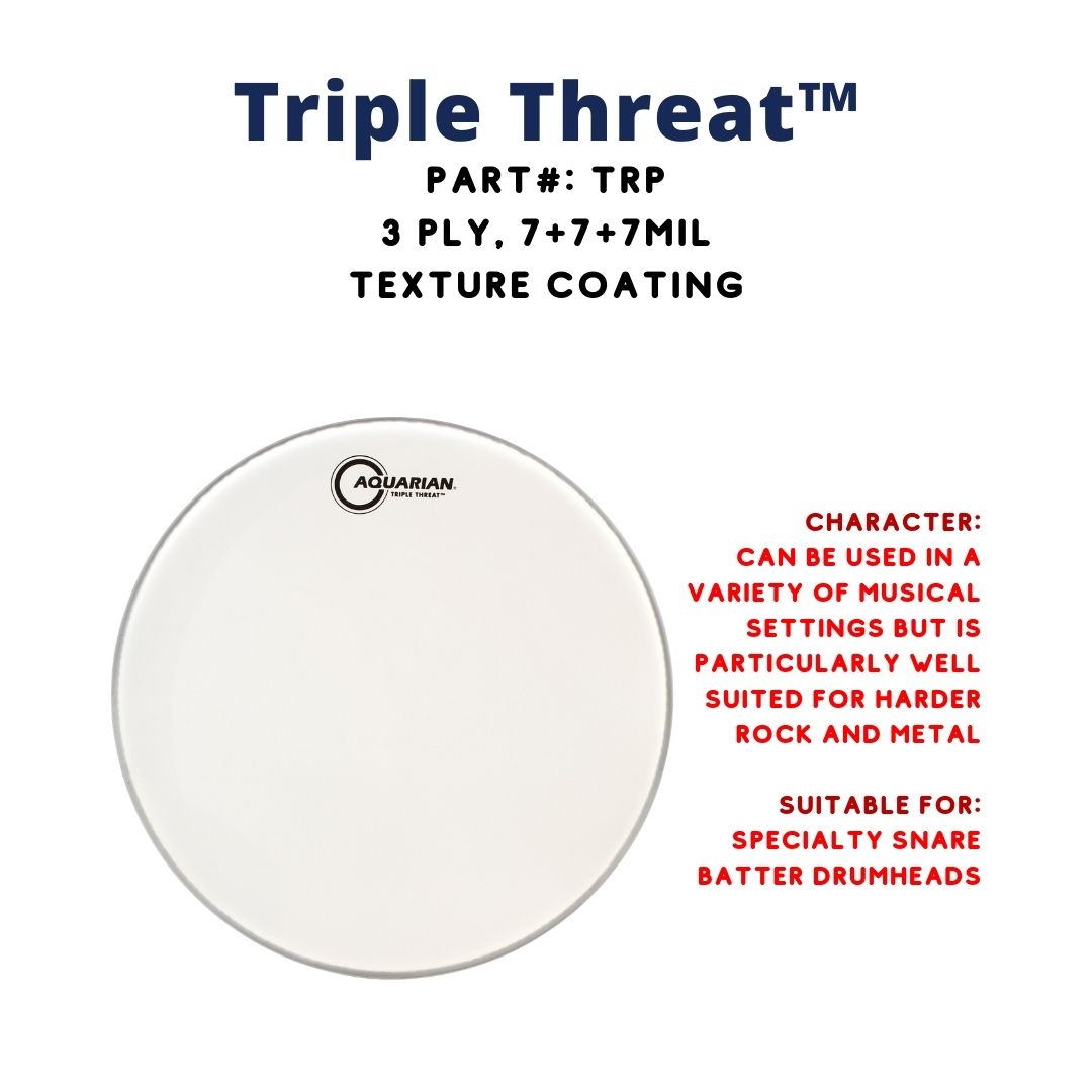 Aquarian TRP Triple Threat Snare Batter 3ply 7+7+7mil Snare Drum Head