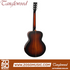 Back view of Zoso Music Tanglewood TWX1EK Mini Folk guitar in Autumn Burst Gloss with figured koa wood grain