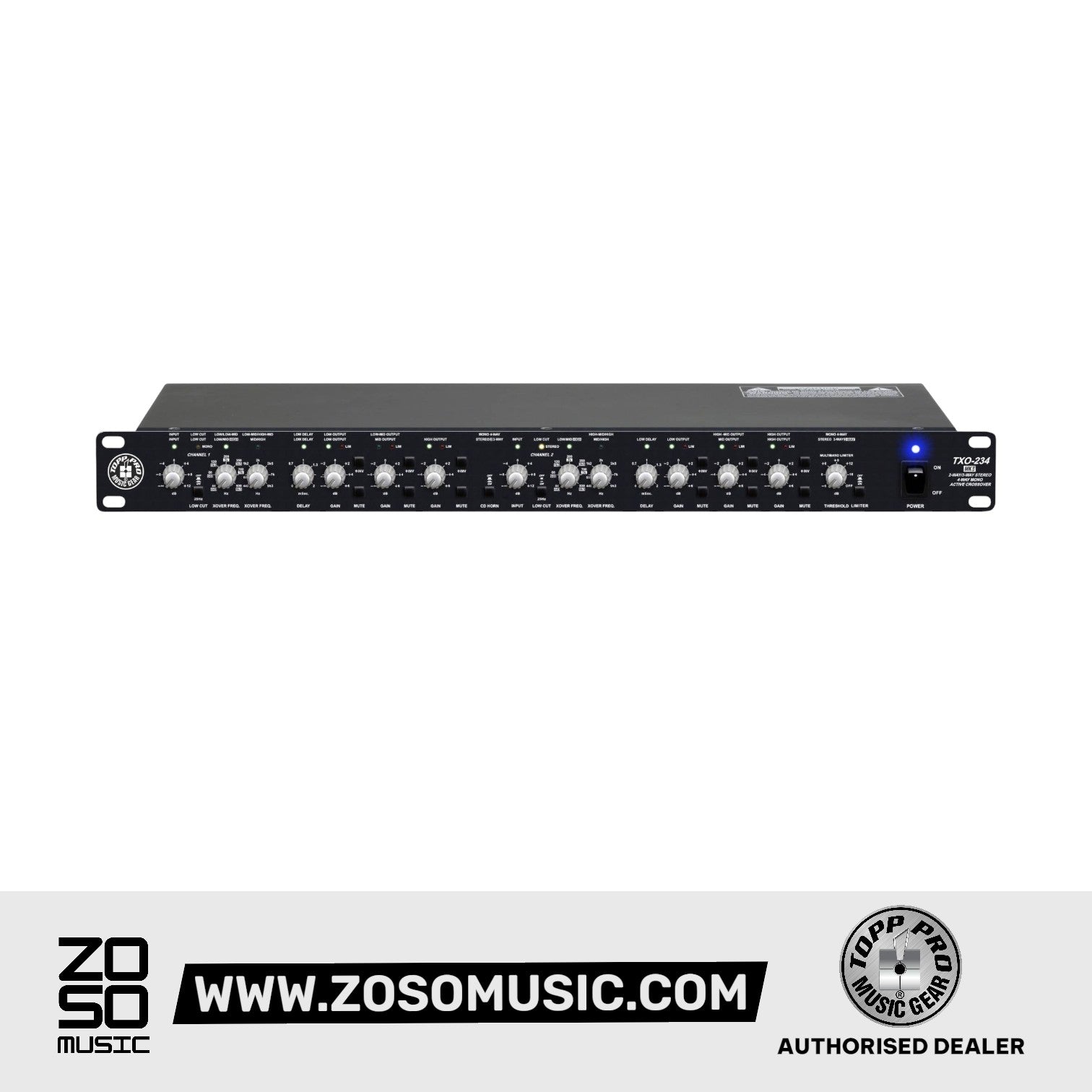 Topp Pro TXO-234 MKII Active Stereo Crossover 2-Way/3-Way/Mono 4-Way c/w Limiter |  TOPP PRO |  AUDIO PROCESSOR |  Zoso Music