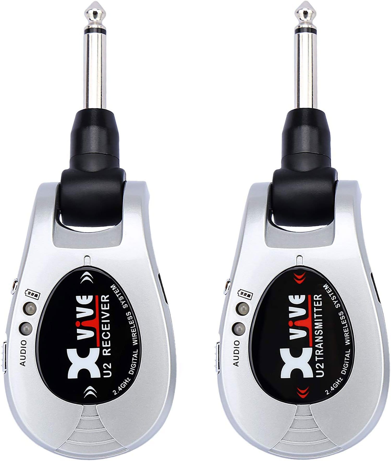 Xvive Audio U2 Silver Digital Wireless Guitar System with Xvive CU2 Travel Case
