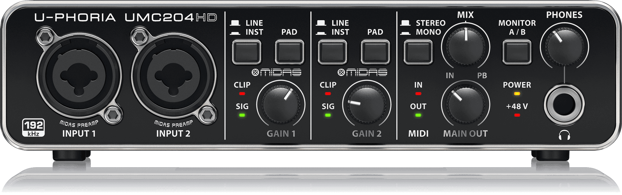 Behringer U-Phoria UMC-204HD USB 2.0 Audio Interface (UMC204HD / UMC 204HD) | BEHRINGER , Zoso Music