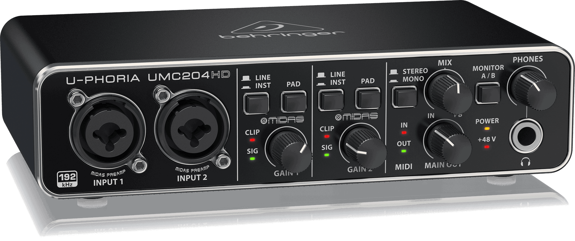 Behringer U-Phoria UMC-204HD USB 2.0 Audio Interface (UMC204HD / UMC 204HD) | BEHRINGER , Zoso Music