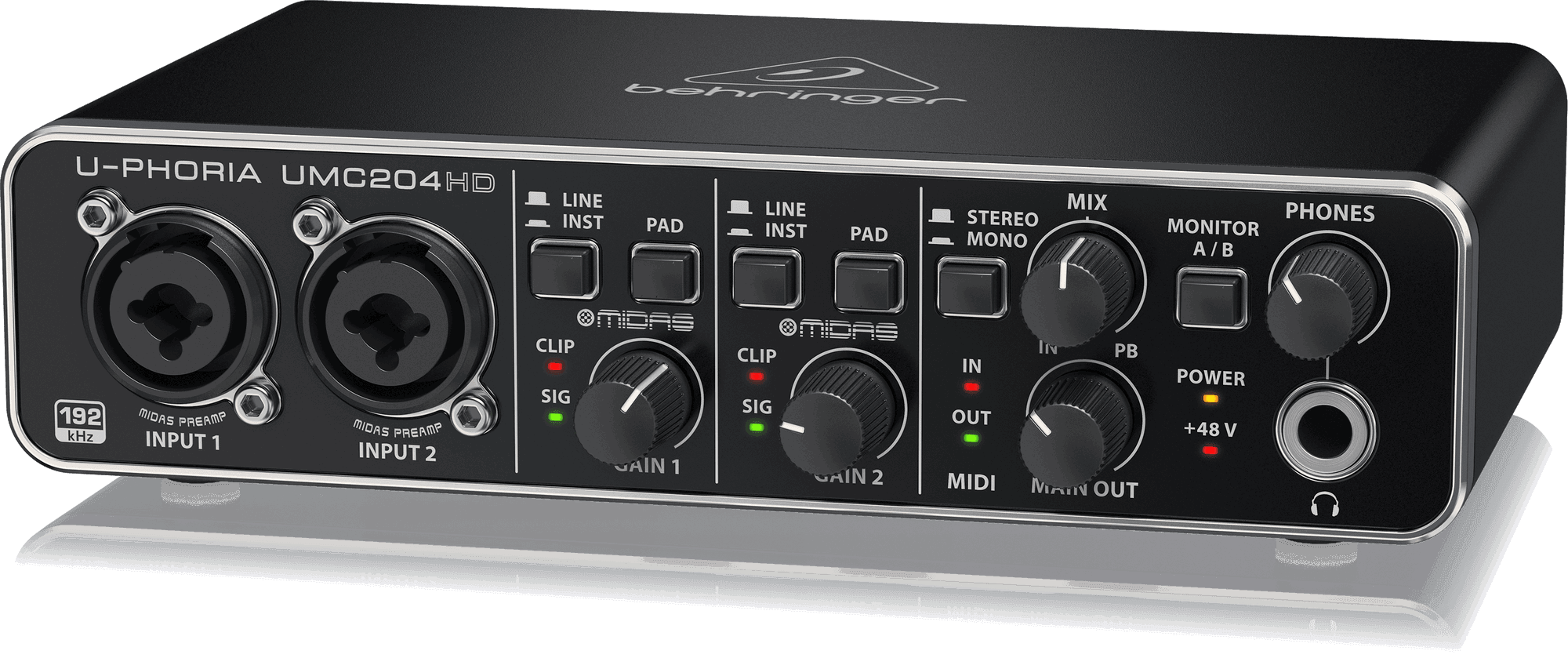 Behringer U-Phoria UMC-204HD USB 2.0 Audio Interface (UMC204HD / UMC 204HD) | BEHRINGER , Zoso Music