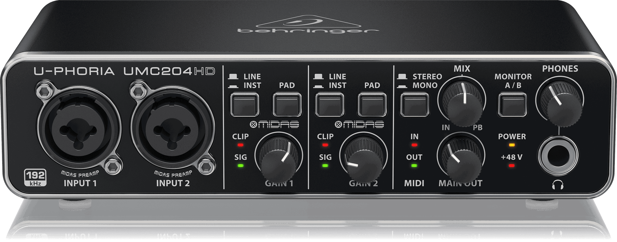 Behringer U-Phoria UMC-204HD USB 2.0 Audio Interface (UMC204HD / UMC 204HD) | BEHRINGER , Zoso Music